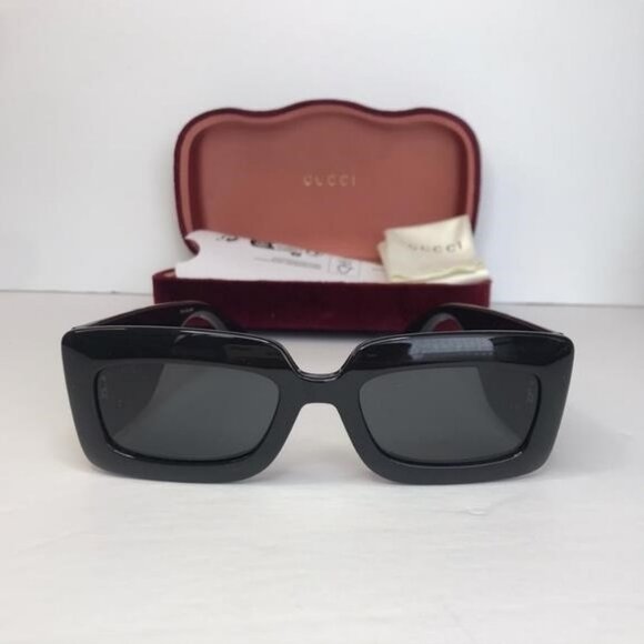 ? - Authentic New Gucci GG0811S 001 Black / Grey Lens